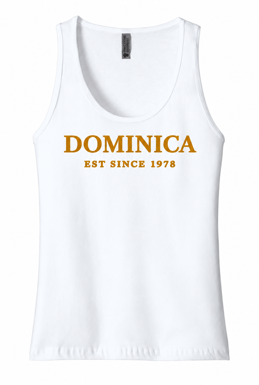 Dominica EST Since 1978 Tank Top — Women's Cotton Island Pride Top